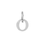 The Initials - Collar Charms by Georgie Paws features a shiny, oval stainless steel dog tag with a smooth surface, hanging from a circular loop. Its minimalist design reflects light beautifully against a plain white background.