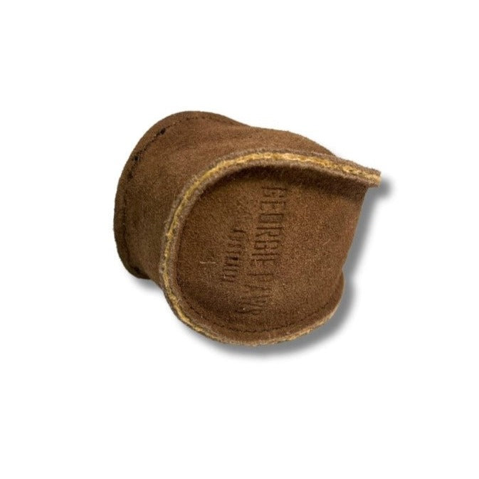 A single Ball - Brown compostable pod made from biodegradable material, possibly used for packaging or as a plant starter pot, inscribed with text, presented on a white background by Georgie Paws.