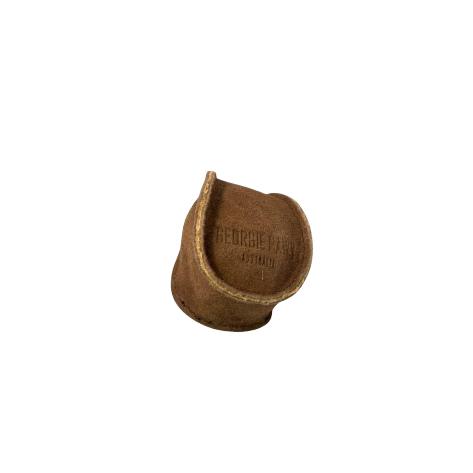 A small, brown ball from Georgie Paws, made of rough natural material similar to a compostable dog toy, is shown on a plain white background. The item has thick walls and an uneven surface. Product name: Ball - Brown.