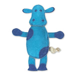 A cute dog toy, Cheryl the Cow, made of compostable materials and featuring blue eyes, by Georgie Paws.