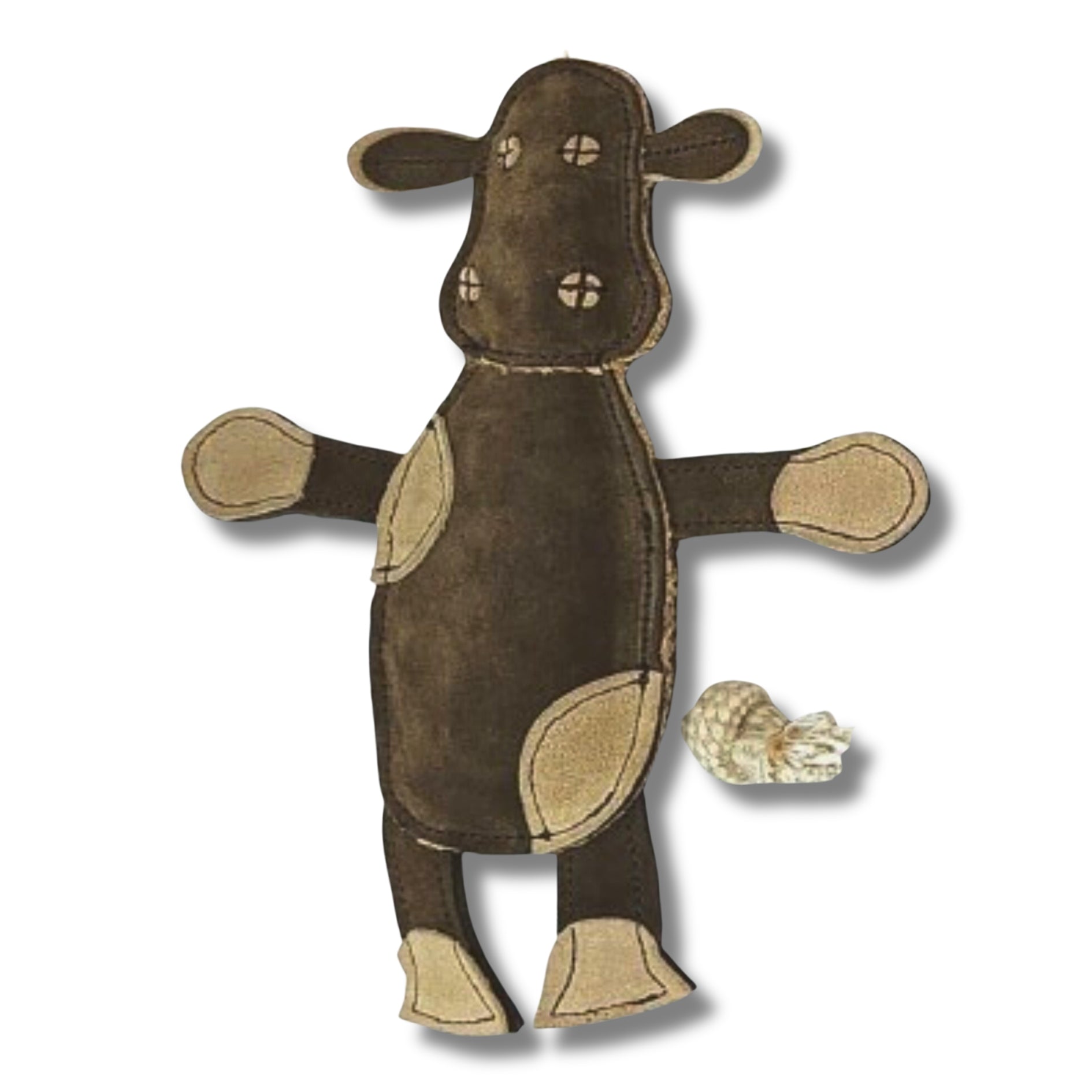 A cute Cheryl the Cow toy by Georgie Paws on a white background.