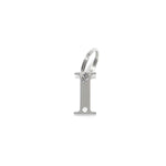 The Georgie Paws Initials - Collar Charms feature a stainless steel "I" charm with a paw print near the bottom, attached to a circular metal keyring, shown on a plain white background.