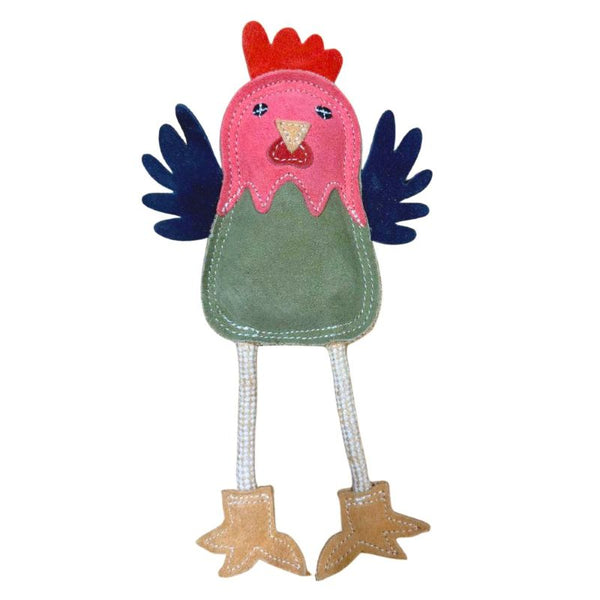Matilda the Chicken Dog Toy in Red, a handmade eco-friendly dog toy with coconut fibre filling by Georgie Paws
