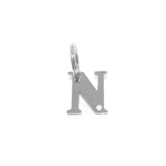 The Georgie Paws Initials - Collar Charms feature a stainless steel “N” with a paw print engraved at the bottom right, hanging from a keyring—perfect as a personalized dog gift.