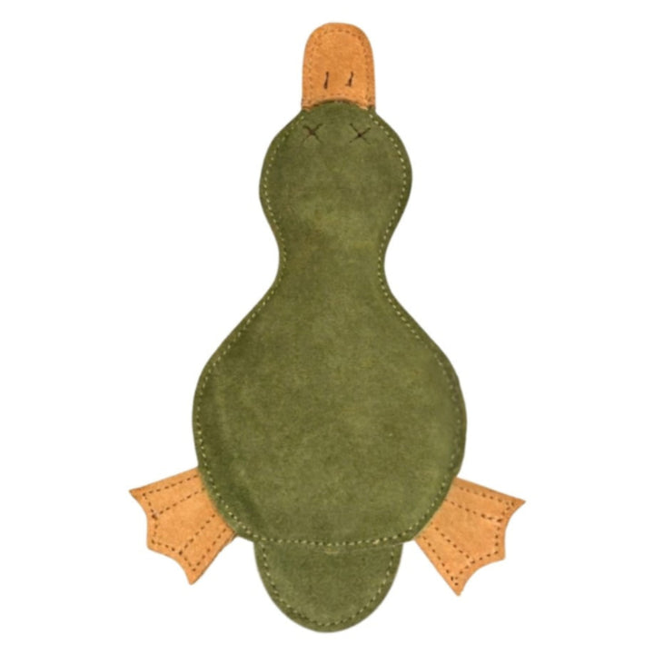 Natural Dog Toy in a native Australian mamal, Platypus.  Best Seller.  Green.