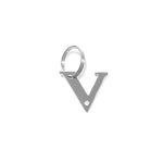 The Georgie Paws Initials - Collar Charms features a stainless steel "V"-shaped charm with an engraved paw print, perfect as a dog gift. Photographed on a plain white background.